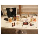 BATHROOM ITEMS, SCALE, TINS, BTLS