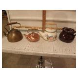 TEA POTS, STONEWARE CROCK W/ LID
