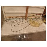 VINTAGE YELLOW BASKET, 2 RUG BEATERS