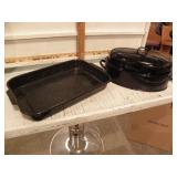 2 ENAMAL WARE ROSTER PANS