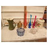 VIKING GLASS VASES, DECANTER, CANISTER