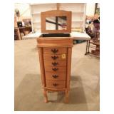 LARGE STANDING JEWLERY CASE, 6 DRAWERS, TOP OPENS