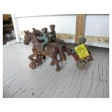 CAST IRON HORSES AND CARRIAGE