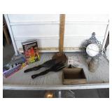 MICROSCOPE, LABLEMAKER, CLOCK, WOOD BOX