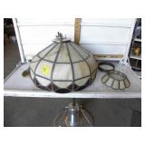 VINTAGE LEADED STAINED GLASS CHANDELIER