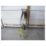 KEROSENE LAMP W/ CHIMNEY, FLOWER ON BASE