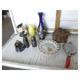 BOOKENDS, PLATE, VASE, SALT, PEPPER, SUGAR SET