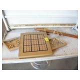 WOOD GAME BOARD AND PCS, WOOD FLUTE?