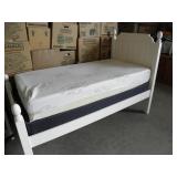 TWIN BED AND FRAME, LOOKS NEW, NICE MATTRESS
