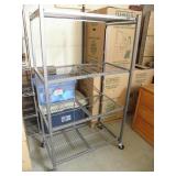 ORIGAMI METAL SHELF THAT FOLDS UP, ON WHEELS