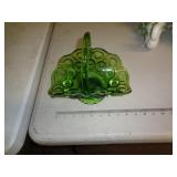 GREEN MOON & STARS GLASS BASKET