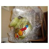 GLASS SHADE LAMP / METAL BASE IS BROKE