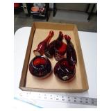 LOT OF RUBY RED GLASSWARE