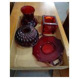 LOT OF RUBY RED GLASSWARE