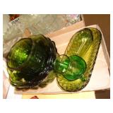 LOT OF GREEN GLASSWARE
