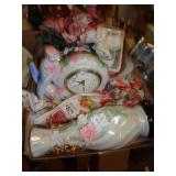 LOT OF GLASSWARE & CLOCK
