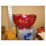 RED CARNIVAL GLASS BOWL