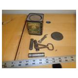 VINTAGE ITEMS IN ARBUCKLE TIN TEA BOX