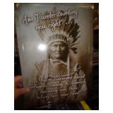 NATIVE AMERICAN METAL SIGN 17X12
