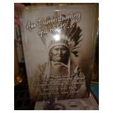 NATIVE AMERICAN METAL SIGN 17X12