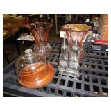 LOT W 2 VASES / CHEESE DISH / COND. SET