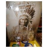 NATIVE AMERICAN METAL SIGN 17X12