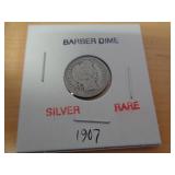 1907 BARBER DIME