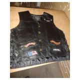 LEATHER BIKER VEST SIZE 2X