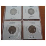 4 LIBERTY 'V' NICKELS