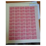 1945 UNCUT SHEET OF 2 CENT STAMPS US