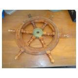 NAUTICAL SHIP WHEEL / WOOD & BRASS