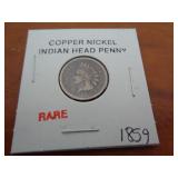 1859 COPPER NICKEL INDIAN HEAD CENT