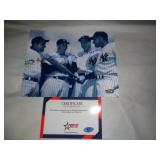 8x10 PHOTO W CERT - BERRA,MANTLE,DIMAGGIO