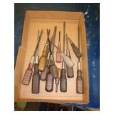 LOT OF WOOD HANDLE TOOLS LOT OF WOOD HANDLE TOOLS