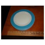 5 - BLUE & WHITE PYREX PLATES 5 - BLUE & WHITE PYREX PLATES
