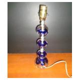 1984 JOE ZIMMERMAN COBALT ART GLASS LAMP 18' T