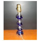 1984 JOE ZIMMERMAN COBALT ART GLASS LAMP 18' T