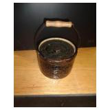 BROWN CROCK BUTTER W LID 4' T X 5 1/2' W BROWN CROCK BUTTER W LID 4' T X 5 1/2' W