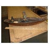 VINTAGE CARVED WOOD CANOE ART