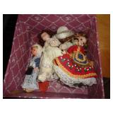 LOT OF DOLLS AND BOX