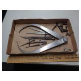 LOT OF VINTAGE MEASURING CALIPERS & COMPASSES
