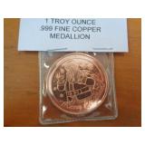 1 TROY OUNCE COPPER ROUND / XMAS 1 TROY OUNCE COPPER ROUND / XMAS