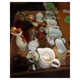 LOT OF GLASSWARE MOSTLY SMALL PITCHERS LOT OF GLASSWARE MOSTLY SMALL PITCHERS