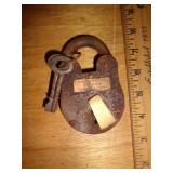 OLD LOCK W KEYS / PLATE SAYS GEORGIA CONVICT CAMP OLD LOCK W KEYS / PLATE SAYS GEORGIA CONVICT CAMP