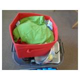 TOTE OF DISHES & MISC ( NO SHIPPING) TOTE OF DISHES & MISC ( NO SHIPPING)
