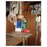 LOT OF MISC & HANGING ITEMS ABOVE LOT OF MISC & HANGING ITEMS ABOVE