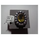 LEMON QUARTZ RING SZ 9 / TAG SAYS GERMAN SILVER LEMON QUARTZ RING SZ 9 / TAG SAYS GERMAN SILVER