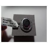 AMETHYST RING SZ 7 / TAG SAYS GERMAN SILVER AMETHYST RING SZ 7 / TAG SAYS GERMAN SILVER
