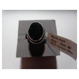 BLACK ONYX SZ 8 RING / TAG SAYS GERMAN SILVER BLACK ONYX SZ 8 RING / TAG SAYS GERMAN SILVER