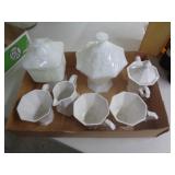 LOT OF MILK GLASS & MISC LOT OF MILK GLASS & MISC